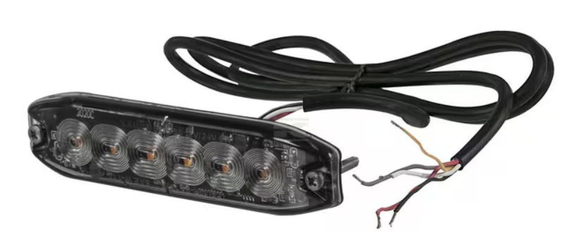 ILLA200763M00 Fanalino lampeggiante LED, rettangolare, 10/30V, arancione, 130x30x7mm, 6 LED, Kramp