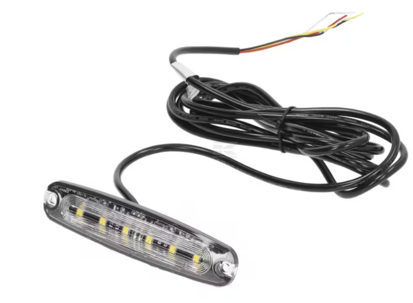 ILLA200763M00 Fanalino lampeggiante LED, rettangolare, 10/30V, arancione, 130x30x7mm, 6 LED, Kramp