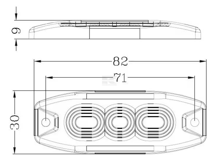 ILLA20073R00 Lampeggiante LED, rettangolare, 10/30V, rosso, 82x30x9 mm, 3 LED, Kramp