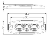 ILLA20073R00 Lampeggiante LED, rettangolare, 10/30V, rosso, 82x30x9 mm, 3 LED, Kramp