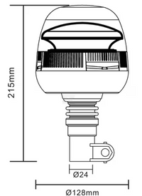 ILLA2002000 Girofaro LED,24W, 12/24V, ambra, flessibile, montaggio ad asta, Ø128x215 mm, Kramp